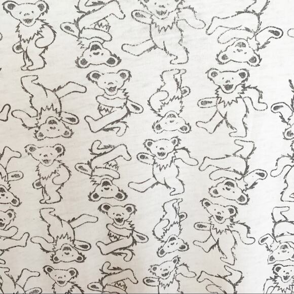 Grateful Dead White Grey 2018 Dancing Bears Print Tee XS Indie Sleaze - Picture 2 of 4